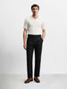Men's Black Slim Fit Solid Resort Wear Trousers