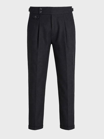 Men's Black Slim Fit Solid Resort Wear Trousers