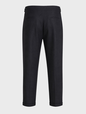 Men's Black Slim Fit Solid Resort Wear Trousers