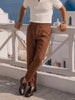 Men's Brown Slim Fit Solid Resort Wear Trousers