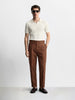 Men's Brown Slim Fit Solid Resort Wear Trousers