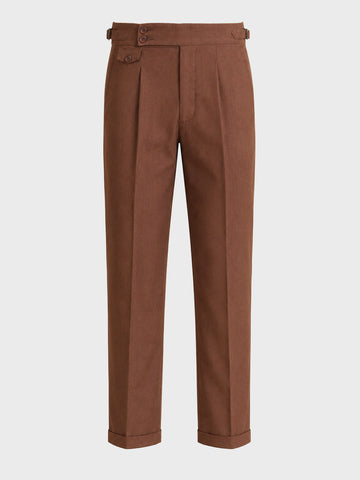 Men's Brown Slim Fit Solid Resort Wear Trousers