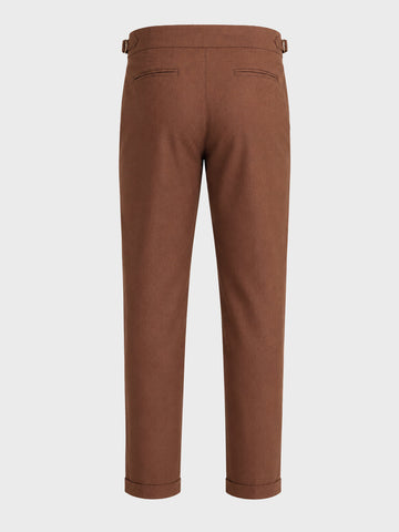 Men's Brown Slim Fit Solid Resort Wear Trousers