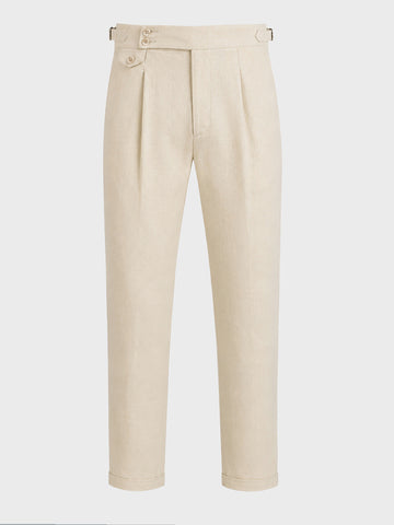 Men's White Slim Fit Solid Resort Wear Trousers