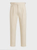 Men's White Slim Fit Solid Resort Wear Trousers