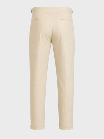Men's White Slim Fit Solid Resort Wear Trousers