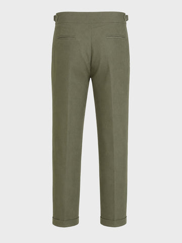 Men's Olive Slim Fit Solid Resort Wear Trousers