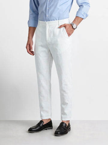 Men's White Regular Fit Solid Resort Wear Joggers