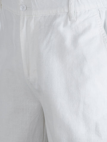 Men's White Regular Fit Solid Resort Wear Joggers