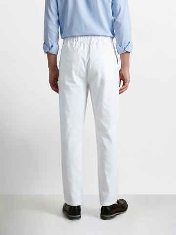 Men's White Regular Fit Solid Resort Wear Joggers