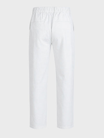 Men's White Regular Fit Solid Resort Wear Joggers