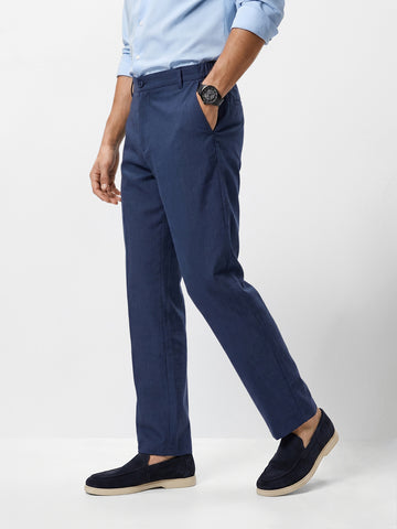 Men's Navy Regular Fit Solid Resort Wear Joggers