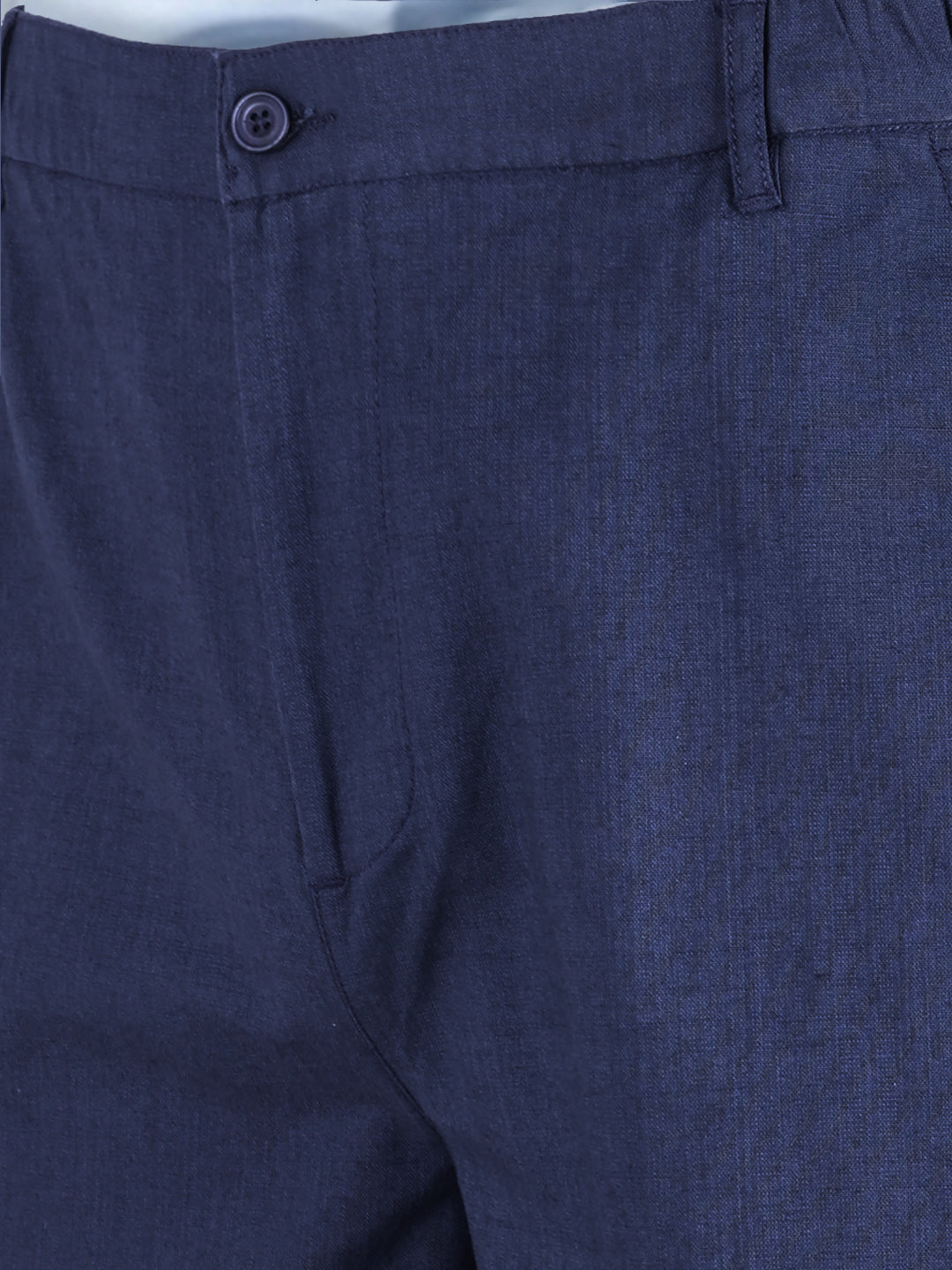 Men's Navy Regular Fit Solid Resort Wear Joggers