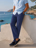 Men's Navy Regular Fit Solid Resort Wear Joggers