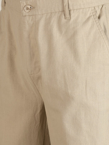 Men's Beige Regular Fit Solid Resort Wear Joggers