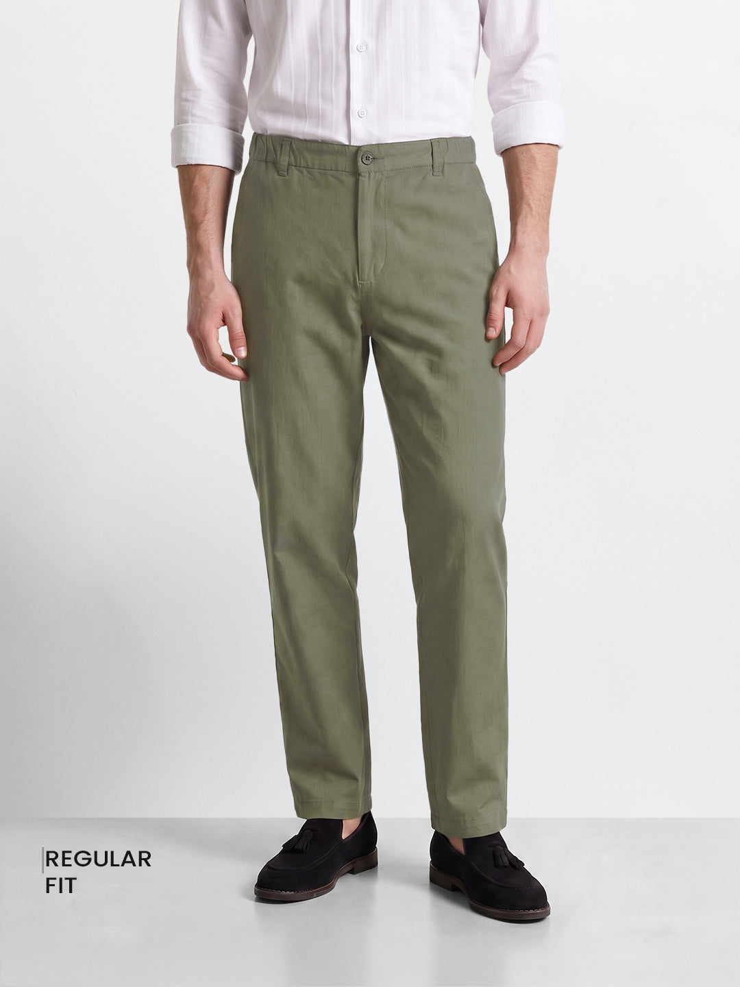 Men's Olive Regular Fit Solid Resort Wear Joggers