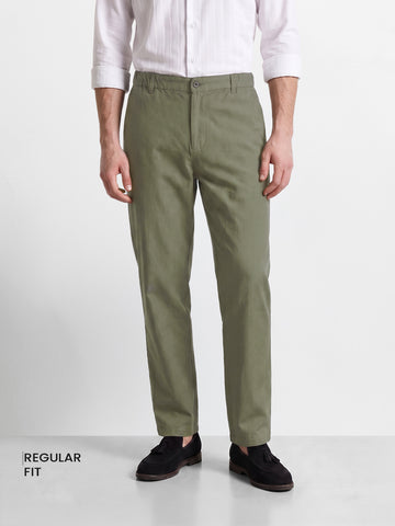 Men's Olive Regular Fit Solid Resort Wear Joggers