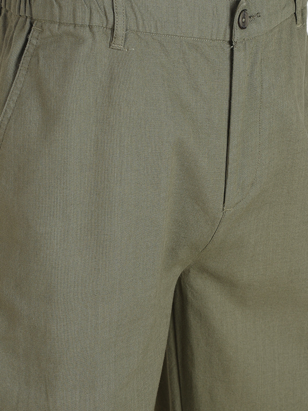 Men's Olive Regular Fit Solid Resort Wear Joggers