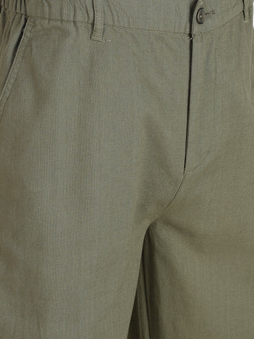Men's Olive Regular Fit Solid Resort Wear Joggers