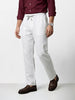 Men's White Regular Fit Solid Resort Wear Joggers