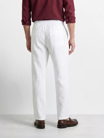 Men's White Regular Fit Solid Resort Wear Joggers