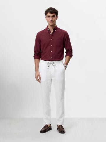 Men's White Regular Fit Solid Resort Wear Joggers