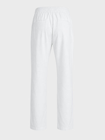 Men's White Regular Fit Solid Resort Wear Joggers