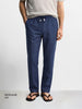 Men's Navy Regular Fit Solid Resort Wear Joggers