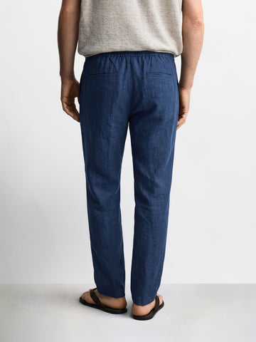Men's Navy Regular Fit Solid Resort Wear Joggers