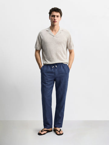 Men's Navy Regular Fit Solid Resort Wear Joggers