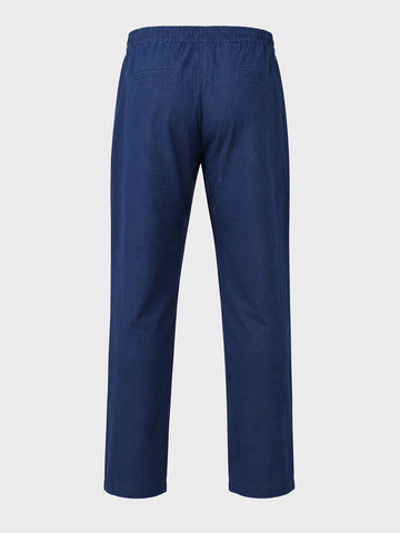 Men's Navy Regular Fit Solid Resort Wear Joggers