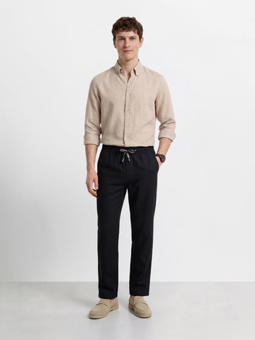 Men's Black Regular Fit Solid Resort Wear Joggers