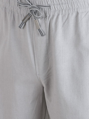 Men's Grey Regular Fit Solid Resort Wear Joggers