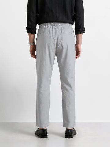 Men's Grey Regular Fit Solid Resort Wear Joggers