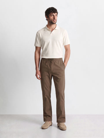 Men's Khaki Regular Fit Solid Resort Wear Joggers