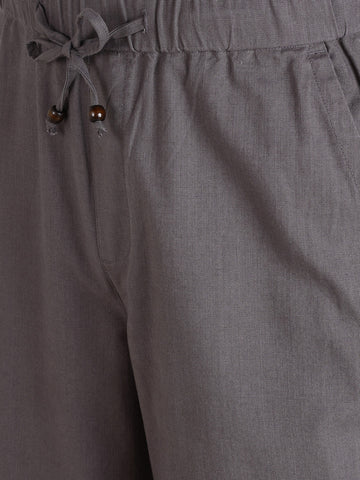Men's Grey Relaxed Fit Solid Resort Wear Trousers