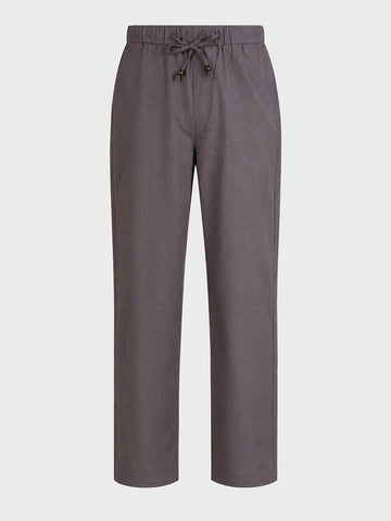 Men's Grey Relaxed Fit Solid Resort Wear Trousers