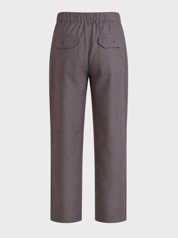Men's Grey Relaxed Fit Solid Resort Wear Trousers