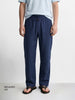 Men's Navy Relaxed Fit Solid Resort Wear Trousers