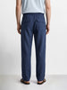 Men's Navy Relaxed Fit Solid Resort Wear Trousers