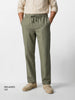 Men's Olive Relaxed Fit Solid Resort Wear Trousers