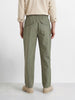 Men's Olive Relaxed Fit Solid Resort Wear Trousers