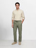 Men's Olive Relaxed Fit Solid Resort Wear Trousers
