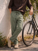 Men's Olive Relaxed Fit Solid Resort Wear Trousers