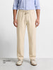 Men's Beige Relaxed Fit Solid Resort Wear Trousers