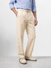 Men's Beige Relaxed Fit Solid Resort Wear Trousers