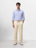 Men's Beige Relaxed Fit Solid Resort Wear Trousers
