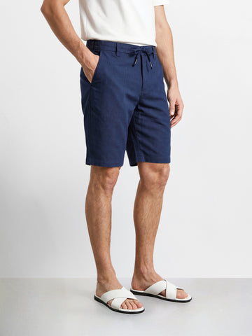 Men's Navy Relaxed Fit Solid Resort Wear Shorts