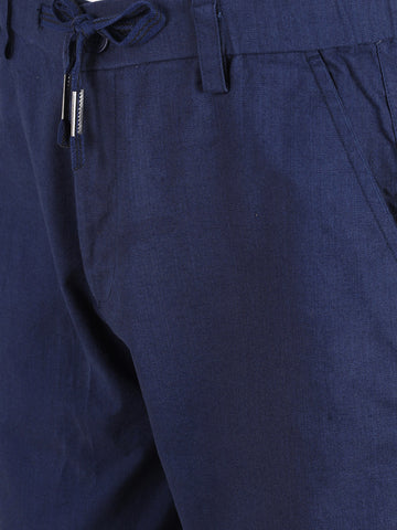 Men's Navy Relaxed Fit Solid Resort Wear Shorts