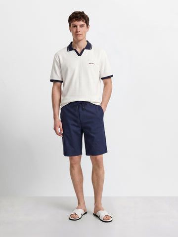 Men's Navy Relaxed Fit Solid Resort Wear Shorts